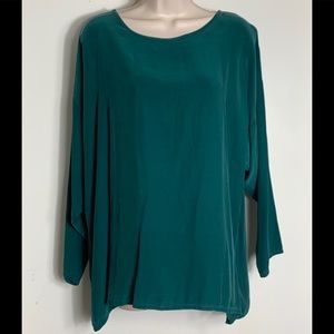 Eileen fisher teal silk top